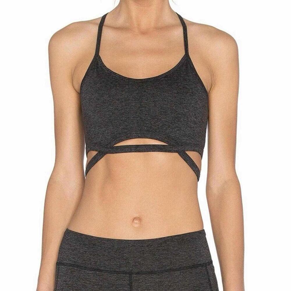 FREE PEOPLE Movement Infinity Strappy Sports Bra Heather Charcoal Large NWT